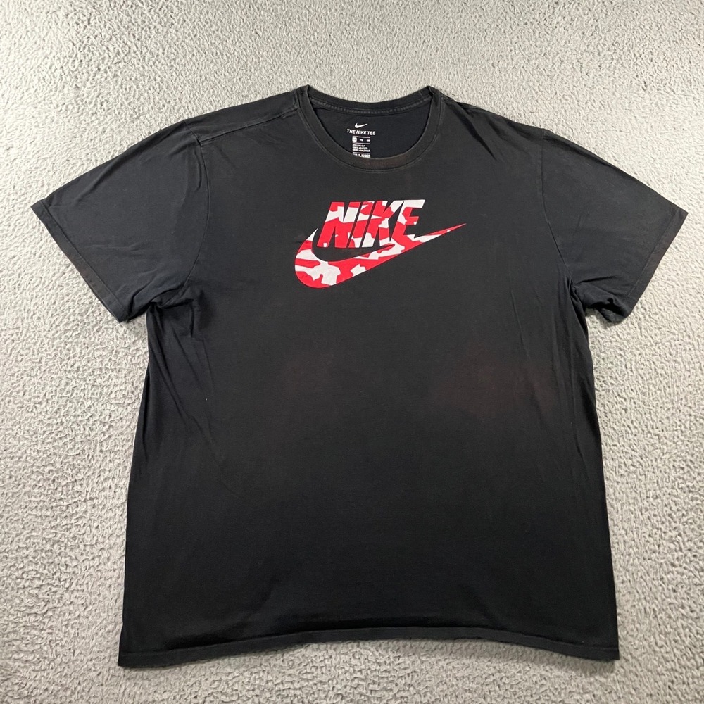 Nike Graphic Logo Tee Mens 2XL Black Thrashed Streetwear Camo Swoosh T Shirt